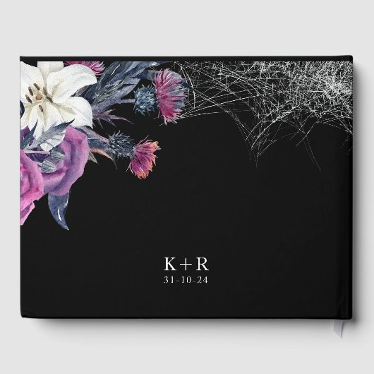 黒エレガント紫ゴシックフローラスカル結婚ズ ゲストブック (裏面)