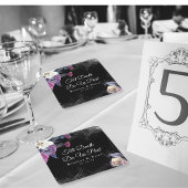 黒エレガント紫ゴシックフローラスカル結婚ズ スクエアペーパーコースター