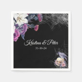 黒エレガント紫ゴシックフローラスカル結婚ズ スタンダードカクテルナプキン (正面)