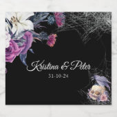 黒エレガント紫ゴシックフローラスカル結婚ズ スパークリングワインラベル (シングルラベル)