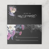 黒エレガント紫ゴシックフローラスカル結婚ズ プレイスカード (外部開封)