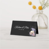 黒エレガント紫ゴシックフローラスカル結婚ズ プレイスカード (裏面)