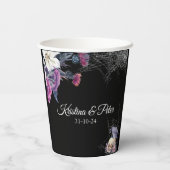 黒エレガント紫ゴシックフローラスカル結婚ズ 紙コップ (裏面)