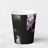 黒エレガント紫ゴシックフローラスカル結婚ズ 紙コップ (左)