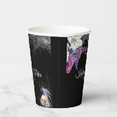 黒エレガント紫ゴシックフローラスカル結婚ズ 紙コップ (右)