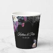 黒エレガント紫ゴシックフローラスカル結婚ズ 紙コップ (正面)