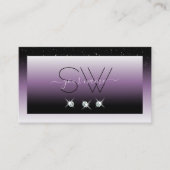 黒エレガント紫スパークルグラデーションジュエリーモノグラム 名刺 (正面)