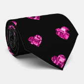 黒エレガント紫ダイヤモンドハート宝石パターン ネクタイ (ロール)