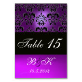 黒エレガント紫ダマスクモノグラム テーブルナンバー (裏面)