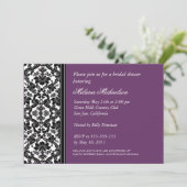 黒エレガント紫フローラダマスクブライダルシャワー 招待状 (スタンド正面)