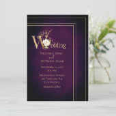 黒エレガント紫モダン金ゴールドグラデーション結婚の 招待状 (スタンド正面)