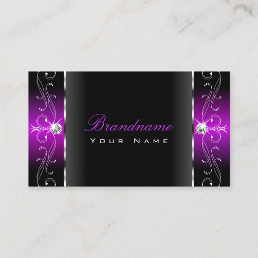 黒エレガント紫色の斜面宝石の装飾品 名刺 (正面)