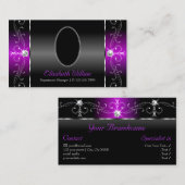 黒エレガント紫色の斜面宝石（写真付） 名刺 (正面/裏面)