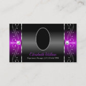 黒エレガント紫色の斜面宝石（写真付） 名刺 (正面)