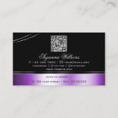 黒エレガント紫色の曲線のロゴとQRコード 名刺 (裏面)