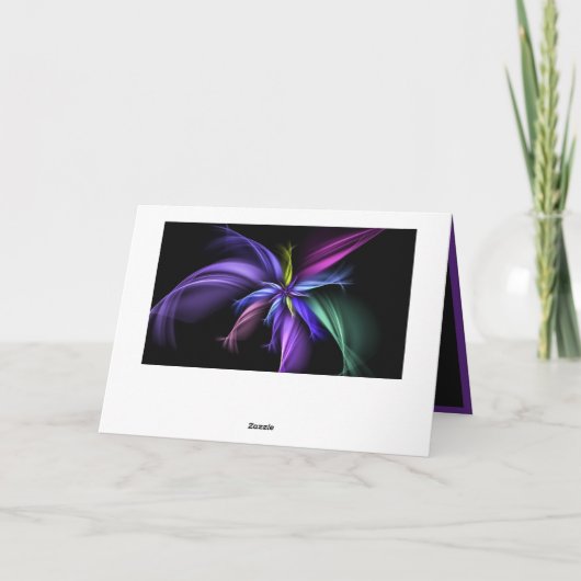 黒エレガント紫色の黄色と青のフラクタル カード (裏面)