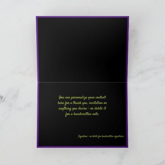 黒エレガント紫色の黄色と青のフラクタル カード (内部)