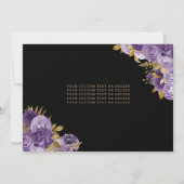 黒エレガント紫金ゴールドフローラ写真キンセアニェラ 招待状 (裏面)