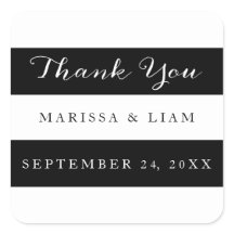 黒エレガント結婚ストライプのステッカー