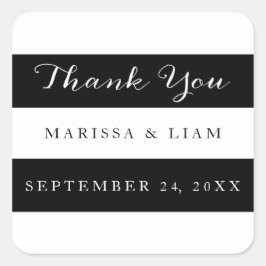 黒エレガント結婚ストライプのステッカー スクエアシール