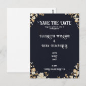 黒エレガント結婚式招待状 ポストカード (正面/裏面)