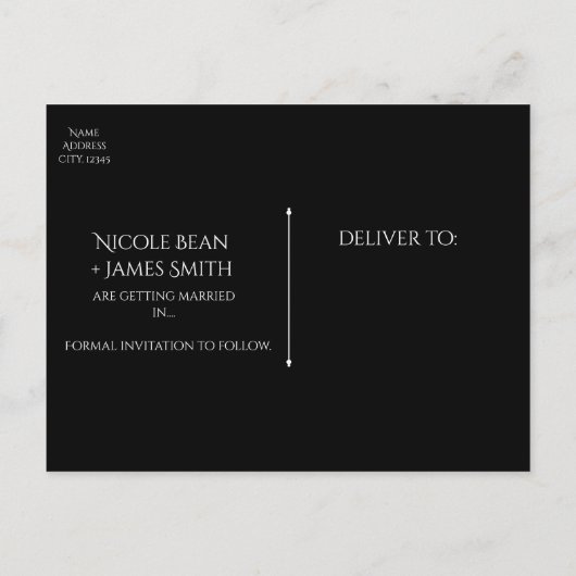 黒エレガント絹フローラ仮装の日付を保存 案内ポストカード (裏面)