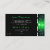 黒エレガント緑の輝く華美宝石イニシャル 名刺 (裏面)