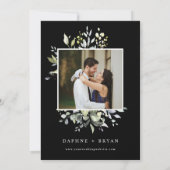 黒エレガント緑の離れリハーサルディナー写真 招待状 (裏面)