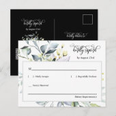 黒エレガント緑の離れQRコードアドレスRSVP ポストカード (正面/裏面)