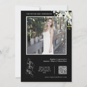 黒エレガント緑ブライダルシャワーQRコード写真 招待状 (裏面)