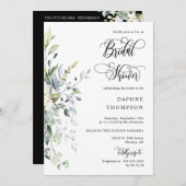 黒エレガント緑ブライダルシャワーQRコード写真 招待状 (正面/裏面)