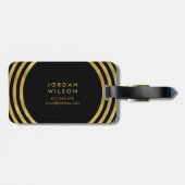 黒エレガント線とフェイク金ゴールド円幾何学線 ラゲッジタグ (裏面横)