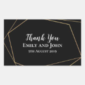 黒エレガント線と金ゴールド線の結婚式の引き出物 長方形シール (正面)