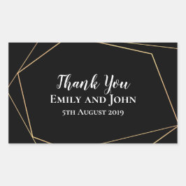黒エレガント線と金ゴールド線の結婚式の引き出物 長方形シール