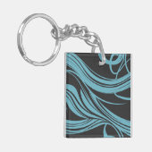 黒エレガント線のターコイズの流線 キーホルダー (正面左)