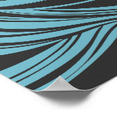 黒エレガント線のターコイズの流線 ポスター (角)