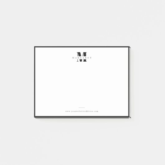 黒エレガント縁どシンプルはっきりしたモノグラム名 ポストイット (正面)
