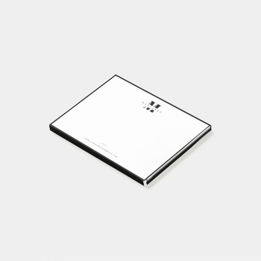 黒エレガント縁どシンプルはっきりしたモノグラム名 ポストイット (アングル)