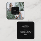 黒エレガント縁ど写ミニマルモダン者 スクエア名刺 (正面/裏面)