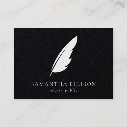 黒エレガント羽無地のクイル公証人弁護士 名刺 (正面)
