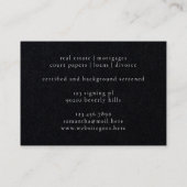 黒エレガント羽無地のクイル公証人弁護士 名刺 (裏面)