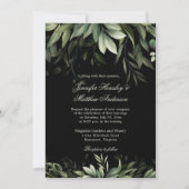 黒エレガント背景の水彩緑 招待状 (正面)