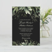 黒エレガント背景の水彩緑 招待状 (スタンド正面)