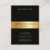 黒エレガント色および金ゴールドテンプレートモダン垂直 名刺 (裏面)