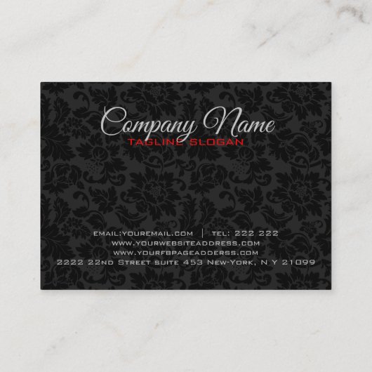 黒エレガント色および金属金ゴールドフローラマスク 名刺 (裏面)