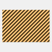 黒エレガント色とオレンジ色のストライプパターン ラッピングペーパーシート (正面3)