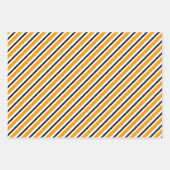 黒エレガント色とオレンジ色のストライプパターン ラッピングペーパーシート (正面2)