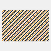 黒エレガント色とオレンジ色のストライプパターン ラッピングペーパーシート (正面)