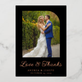 黒エレガント色とバラの金ゴールド結婚写真 箔招待状 (正面)