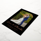 黒エレガント色とバラの金ゴールド結婚写真 箔招待状 (回転した状態)